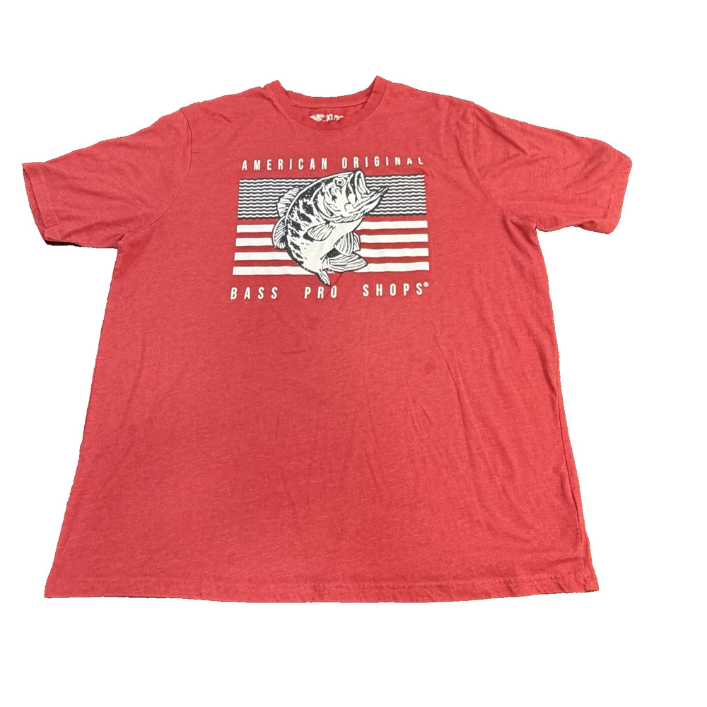 Bass Pro shop Men's Sz XL Red Graphic print tee shirt American Flag